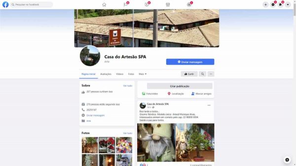 Perfil da Casa do Artesão no Facebook (Usuário: /casadaculturapmspa)