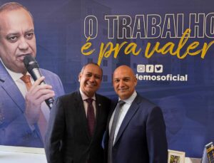 Prefeito Fábio do Pastel em reunião no gabinete do deputado federal Max Lemos
